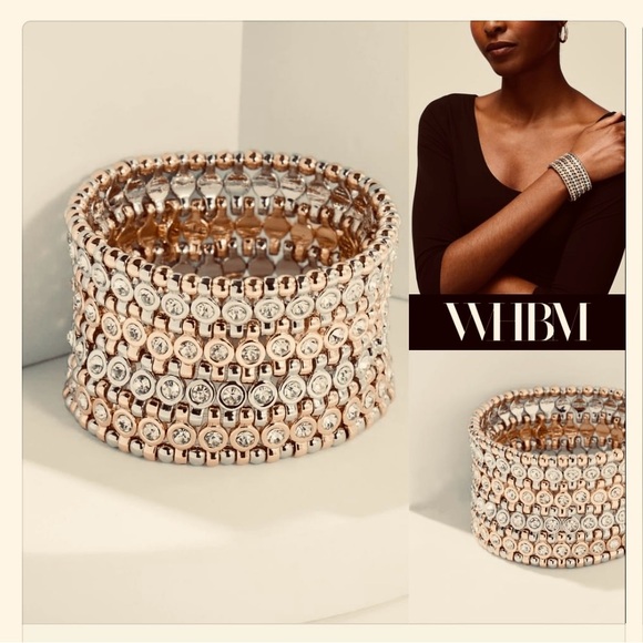 White House Black Market Jewelry - 🔥🔥🔥WHBM Beautiful sparkling Pave-accent wide stretch bracelet NWT